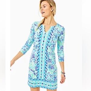 Lilly Pulitzer UPS 50+ Nadine dress in blue Ibiza open water
Size large